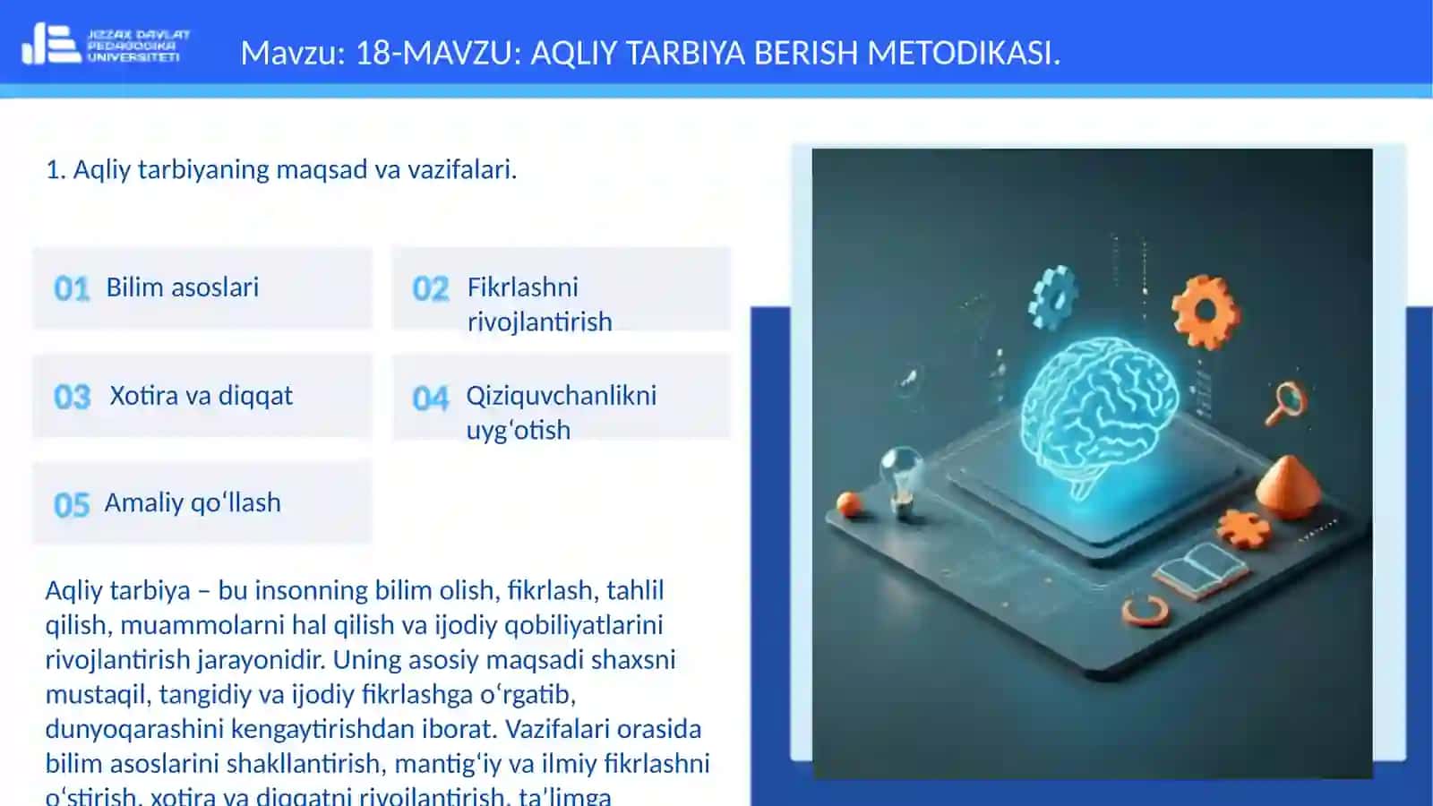 FAN: TARBIYAVIY ISHLAR MAXSUS METODIKASI 3