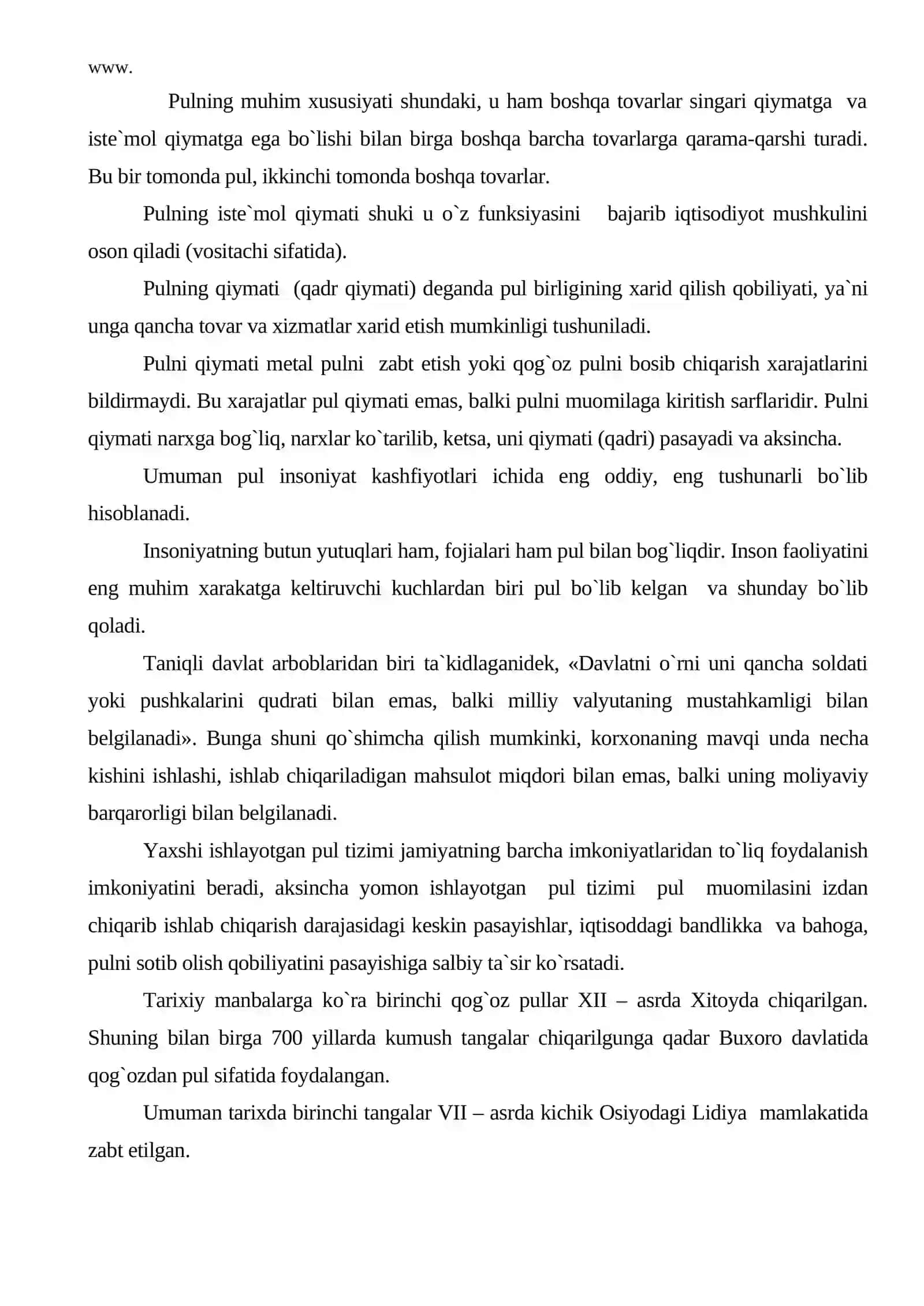 Tovar ishlab chiqarish va pulning zarurligi 3