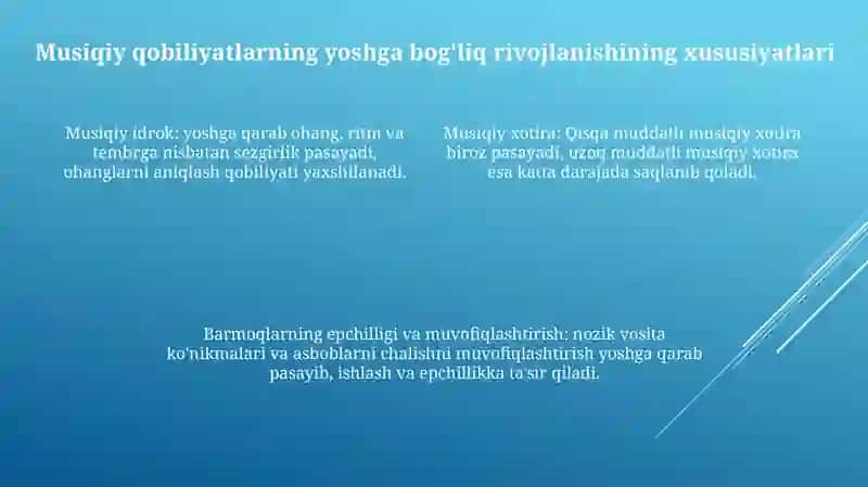 Maktabgacha Ta'lim Muassasalari Tarbiyalanuvchilarning Yoshga Doir Musiqiy Qobiliyatlarni Rivojlantirish Xususiyatlari Kichik Va O'Rta Guruhlarda 3