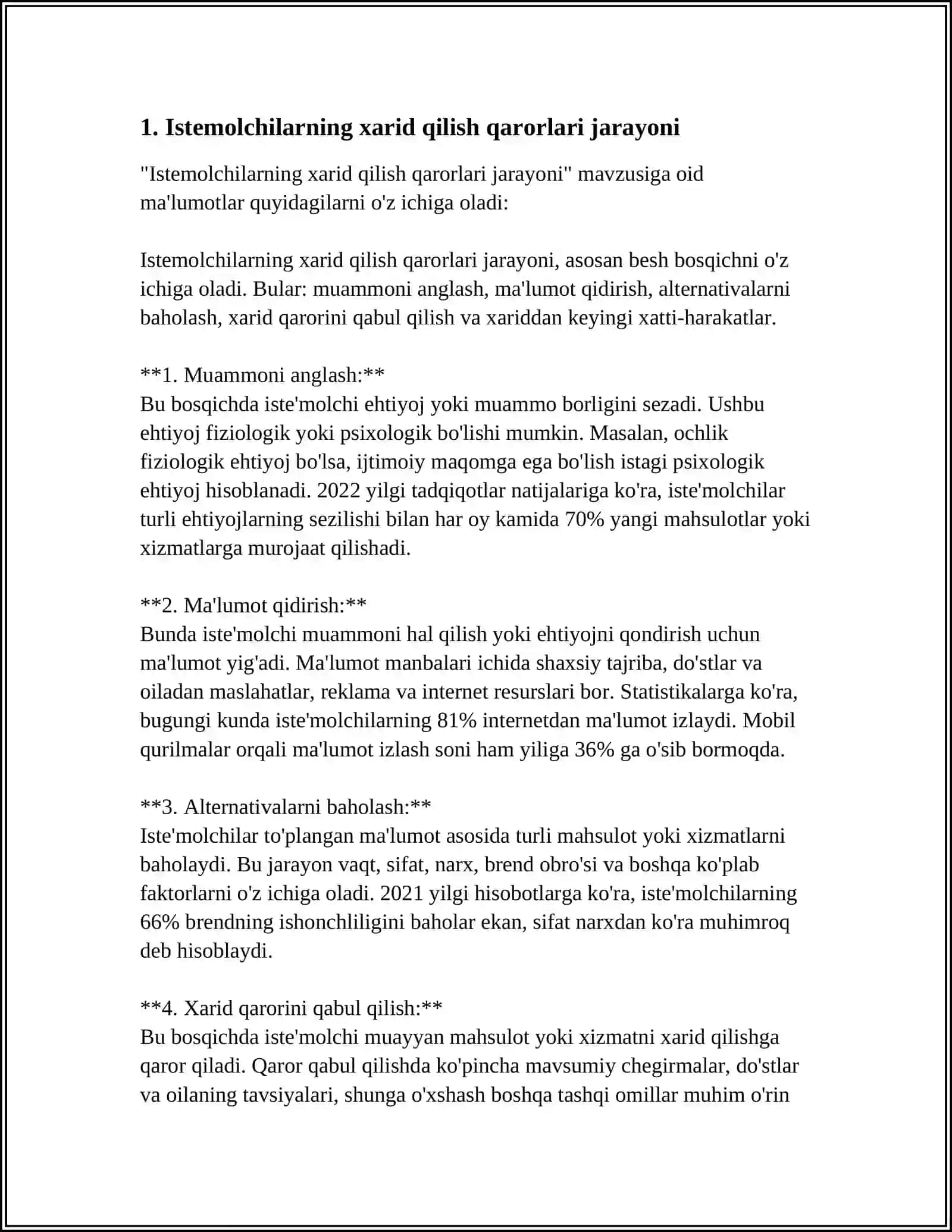 ISTEʼMOLCHI VA BIZNES XARIDORLAR XULQ ATVORLARINI OʻRGANISH 3