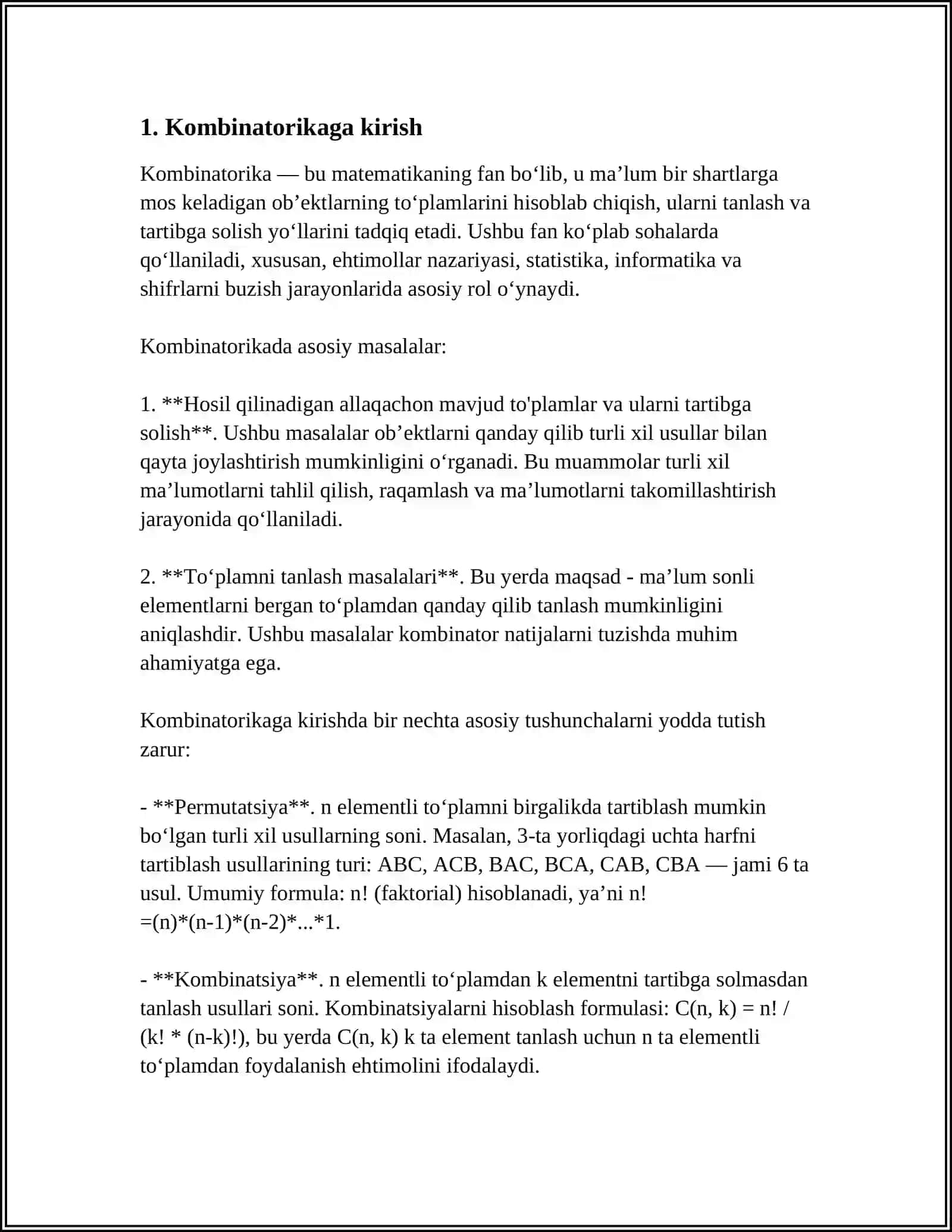 KOMBINATORIKA MASALALARI 3