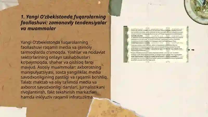 Yangi O‘zbekistonda fuqarolarning faollashuvi media va axborotning ahamiyati 3