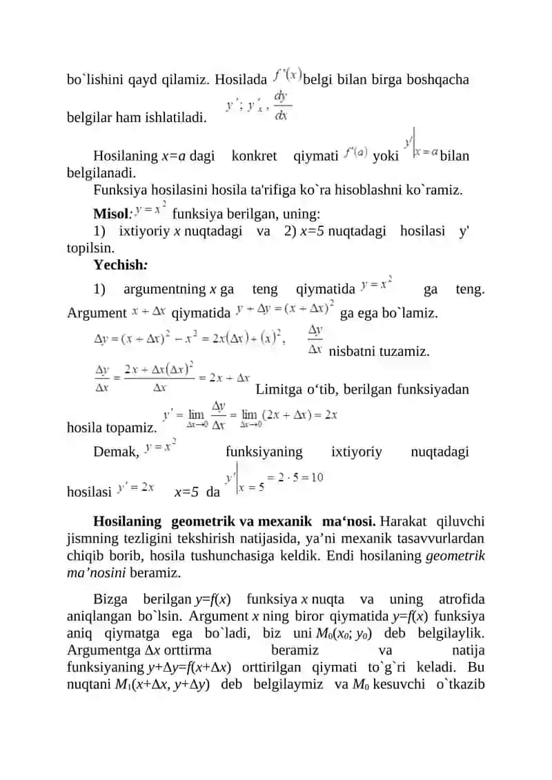 Funksiya hosilasi 3