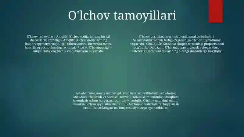 O'Lchash Asboblarining Asosiy Metrologik Tavsiflari 3