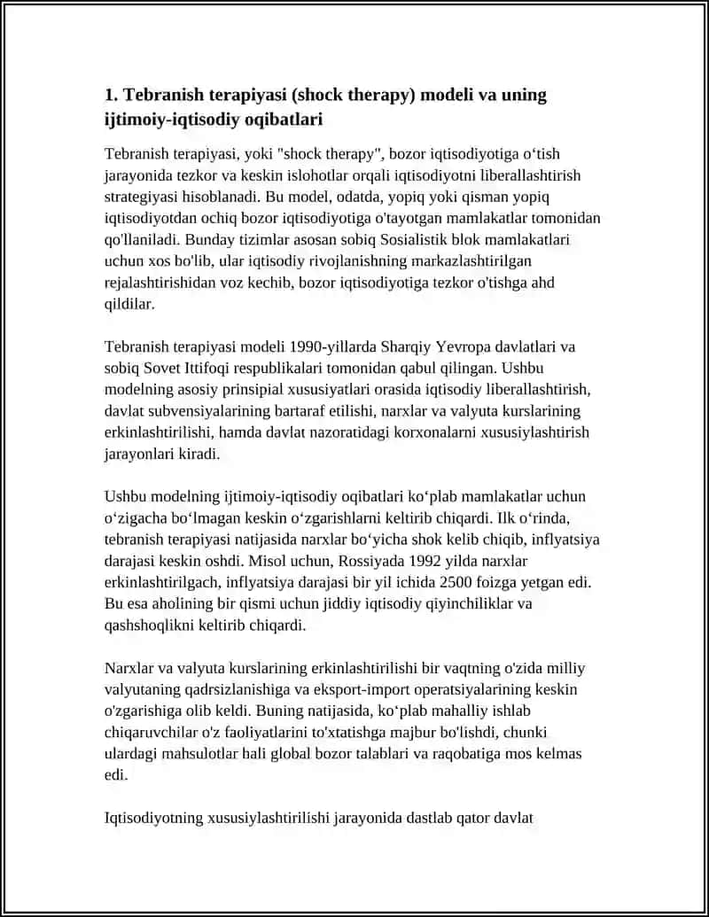 BOZOR IQTISODIYOTIGA O‘TAYOTGAN MAMLAKATLARNING IQTISODIY RIVOJLANISH MODELLARI 3
