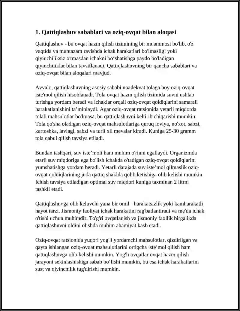 Qattiqlashuv, To'g'ri ovqatlanish 3