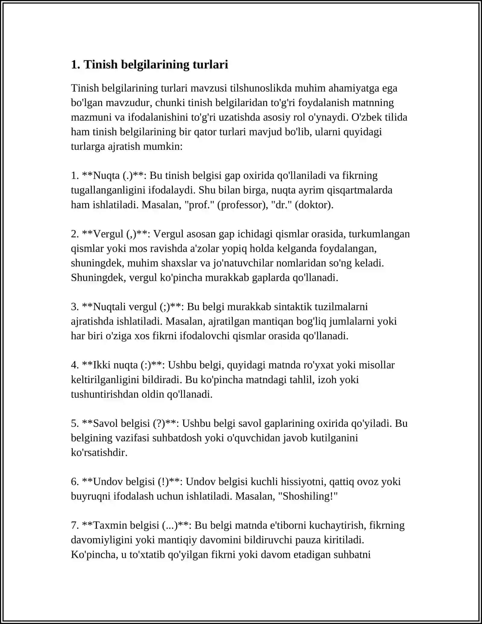 Tinish belgilarining turlari 3