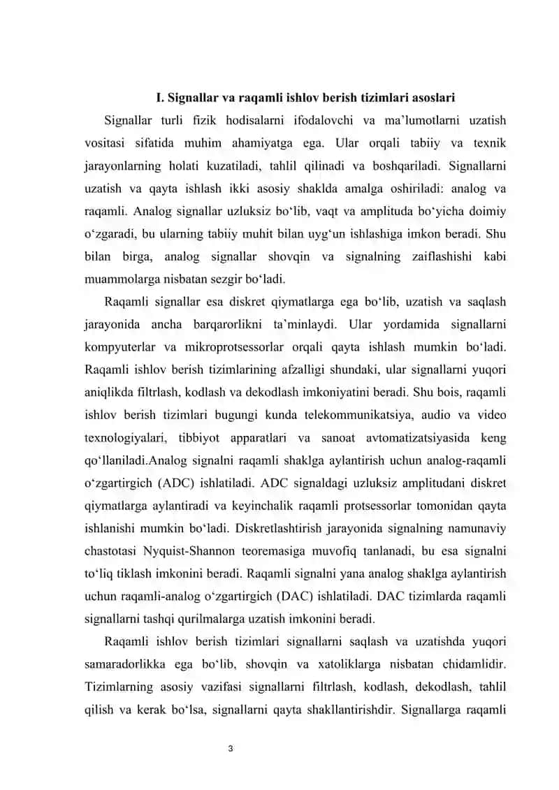 Signallarga raqamli ishlov berish tizimlari arxitekturasi 3