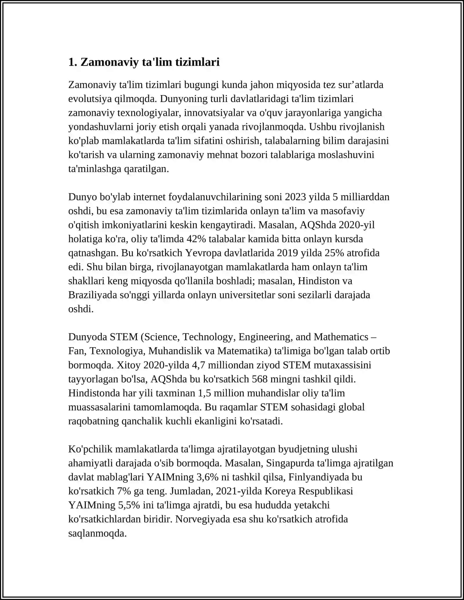 O'ZBEK TILIDA TO'SIQSIZLIK MA'NOSINI IFODALASH 3