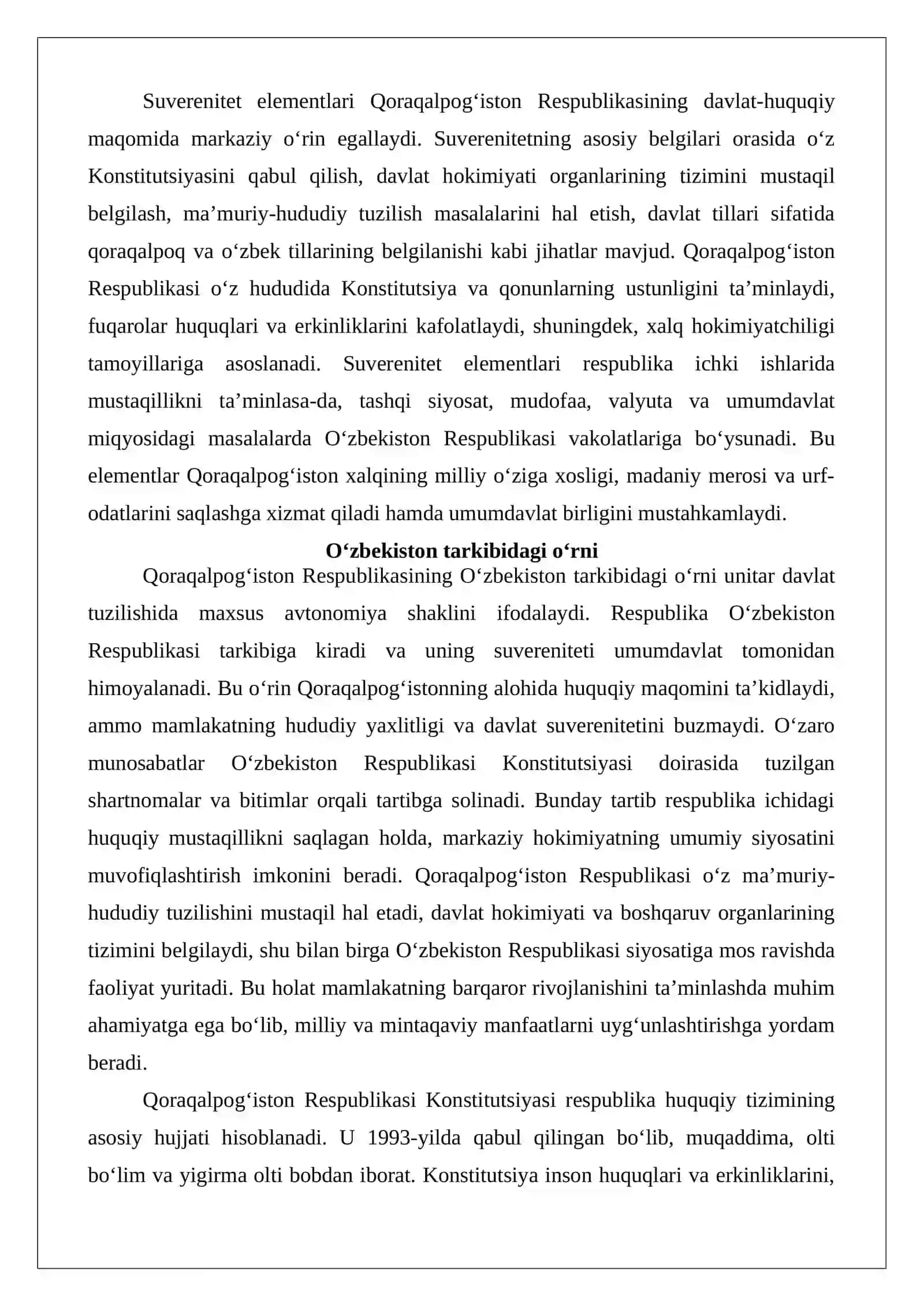 O‘zbekiston Respublikasi milliy huquq tizimida Qoraqalpog‘iston Respublikasi qonunchiligi 3
