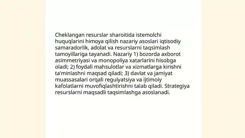 Cheklangan resurslar sharoitida istemolchi huquq nazafiyasi 3