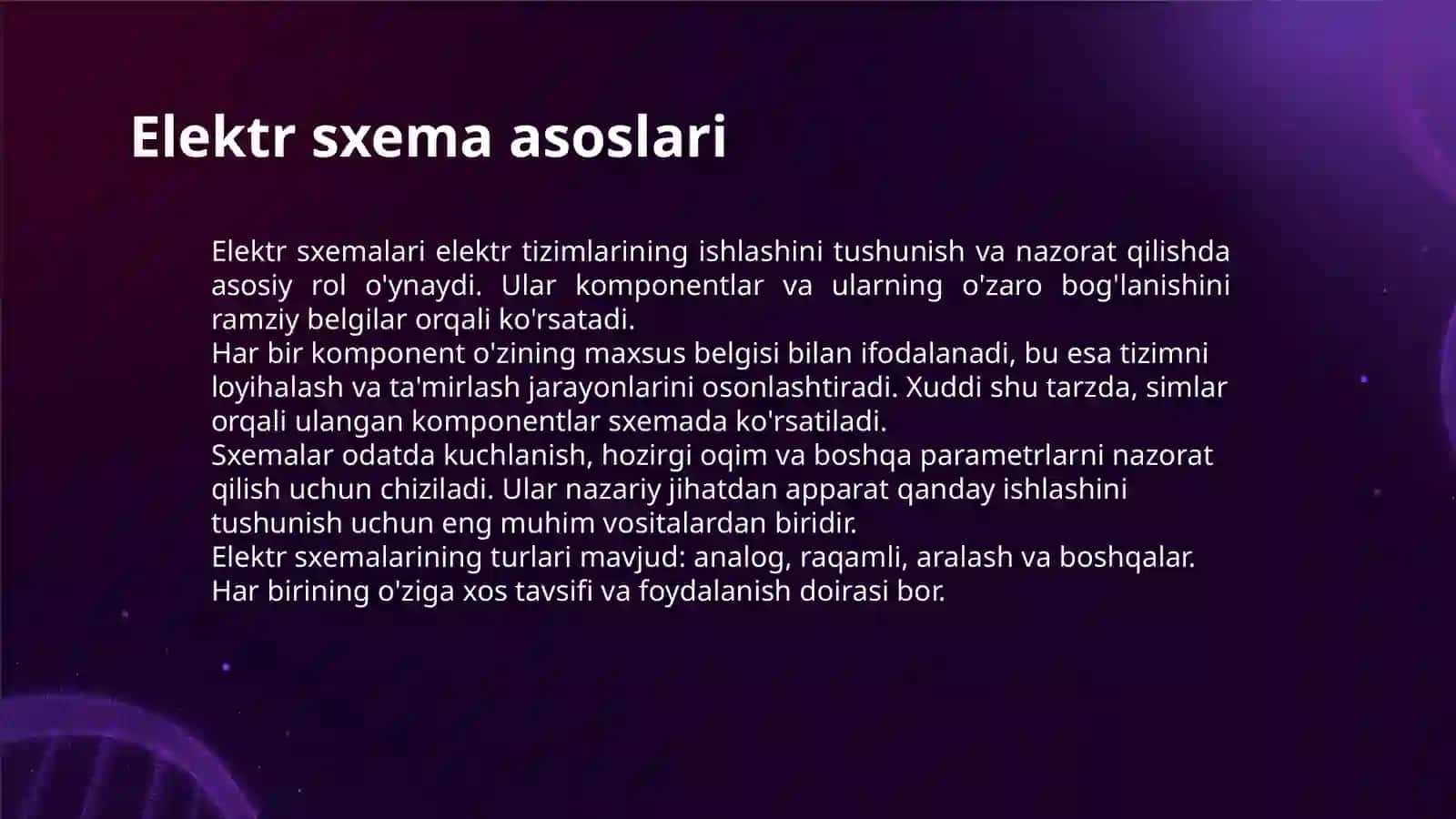 ELEKTR SXEMALAR, STANDART VA UZATMALI DETALLAR CHIZMALARI 3