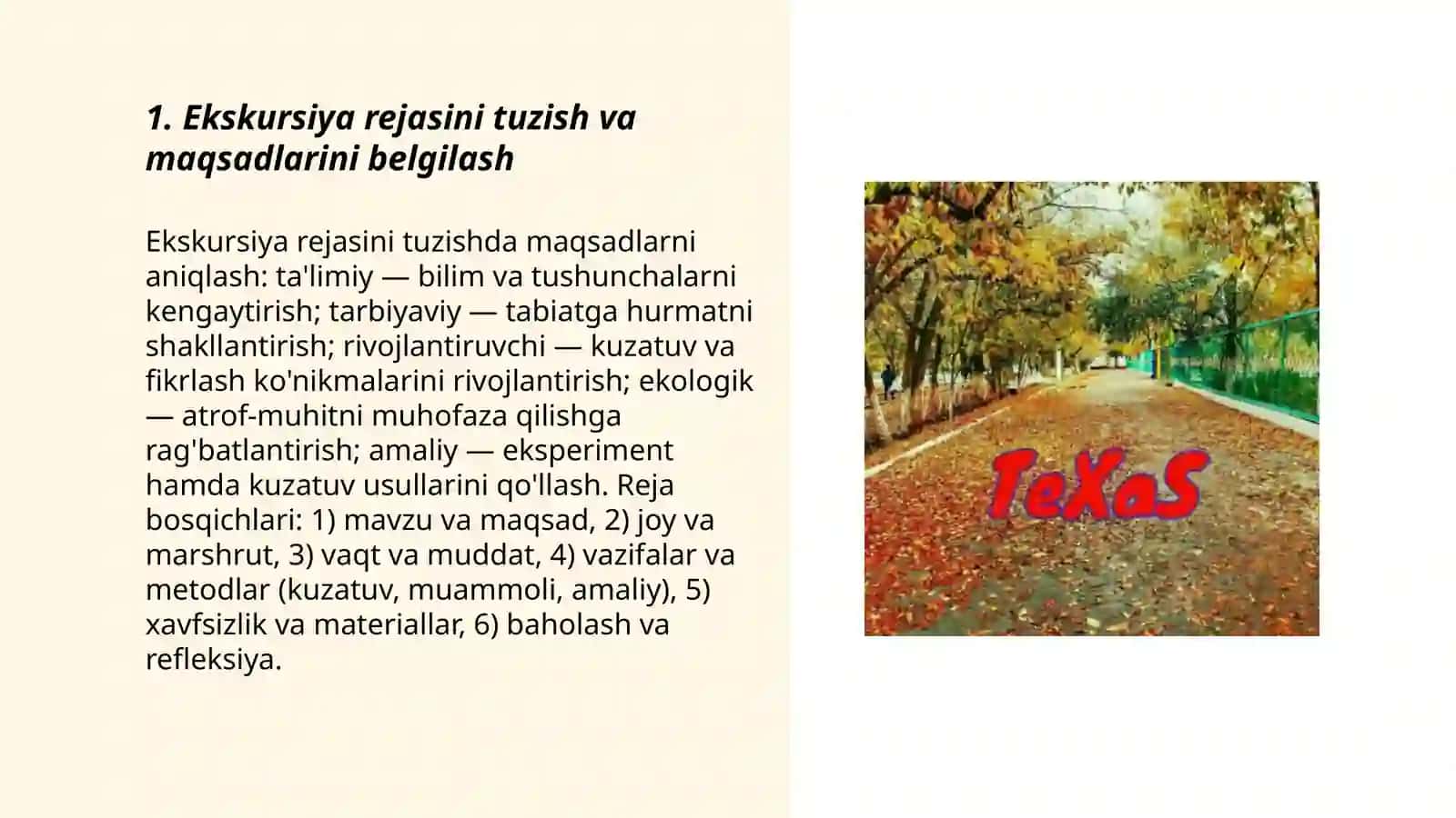 Tabiat bilan tanishtrshda ekskursya va ularning turli metodikasi haqda bilimlarni takomillashtirish 3