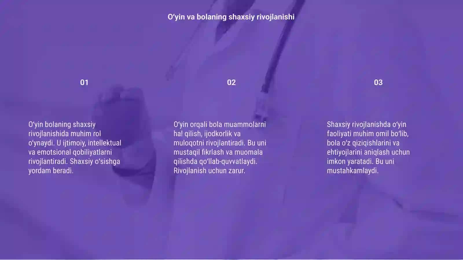 Oʻyin faoliyatining bolaning shaxsiy rivojlanishidagi oʻrni 3