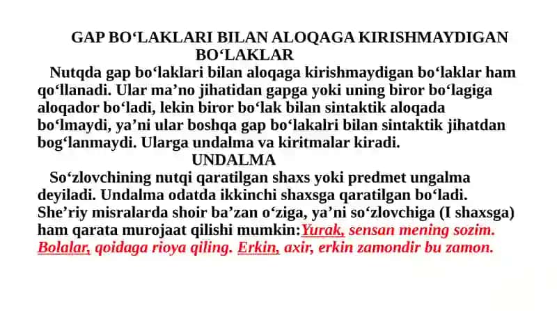 GAP BO‘LAKLARI BILAN ALOQA GA KIRISHMAYDIGAN BO‘LAKLAR 3