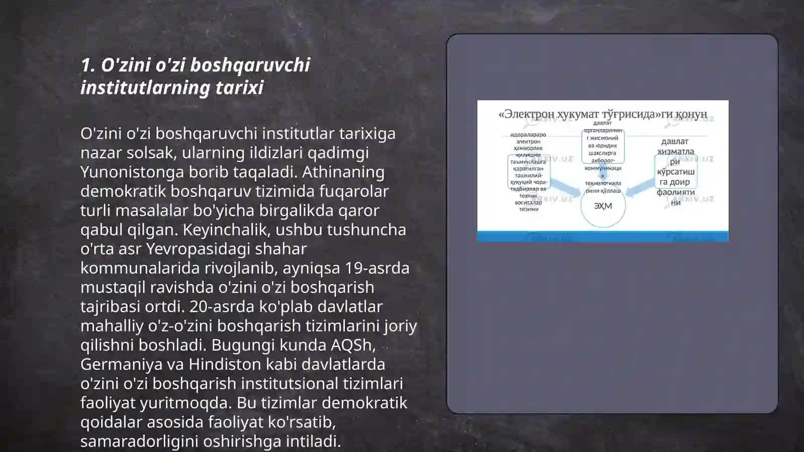 O'zini o'zi boshqaruvchi institutlarning tarixi 3