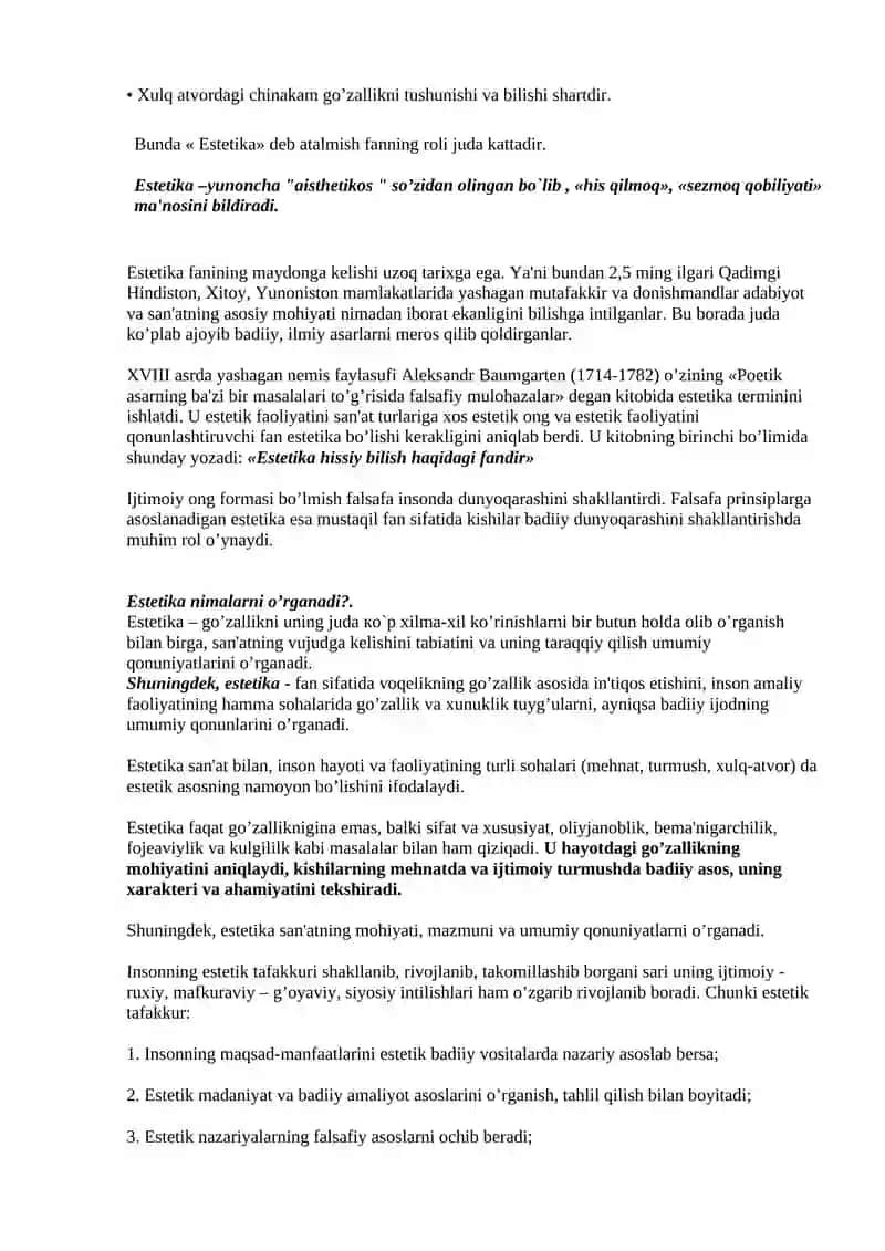 ESTETIKA FANI PREDMETI VA VAZIFALARI 3