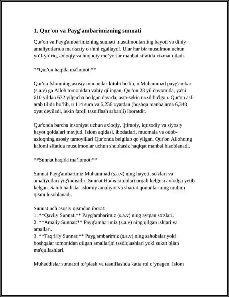Qur'on va Payg'ambarimizning Sunnati 3