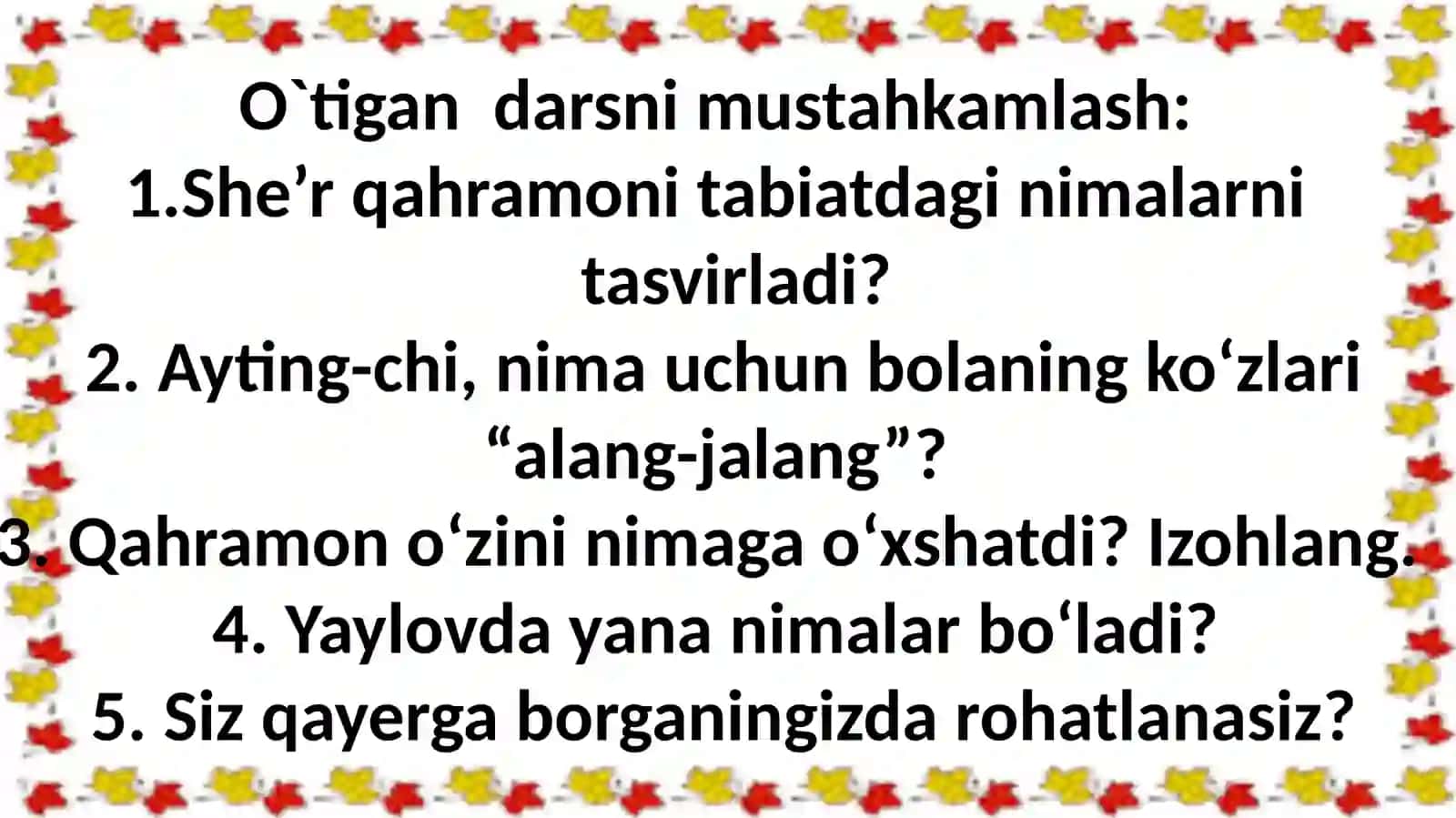 O`zbekiston tabiati haqida matn yaratish 3