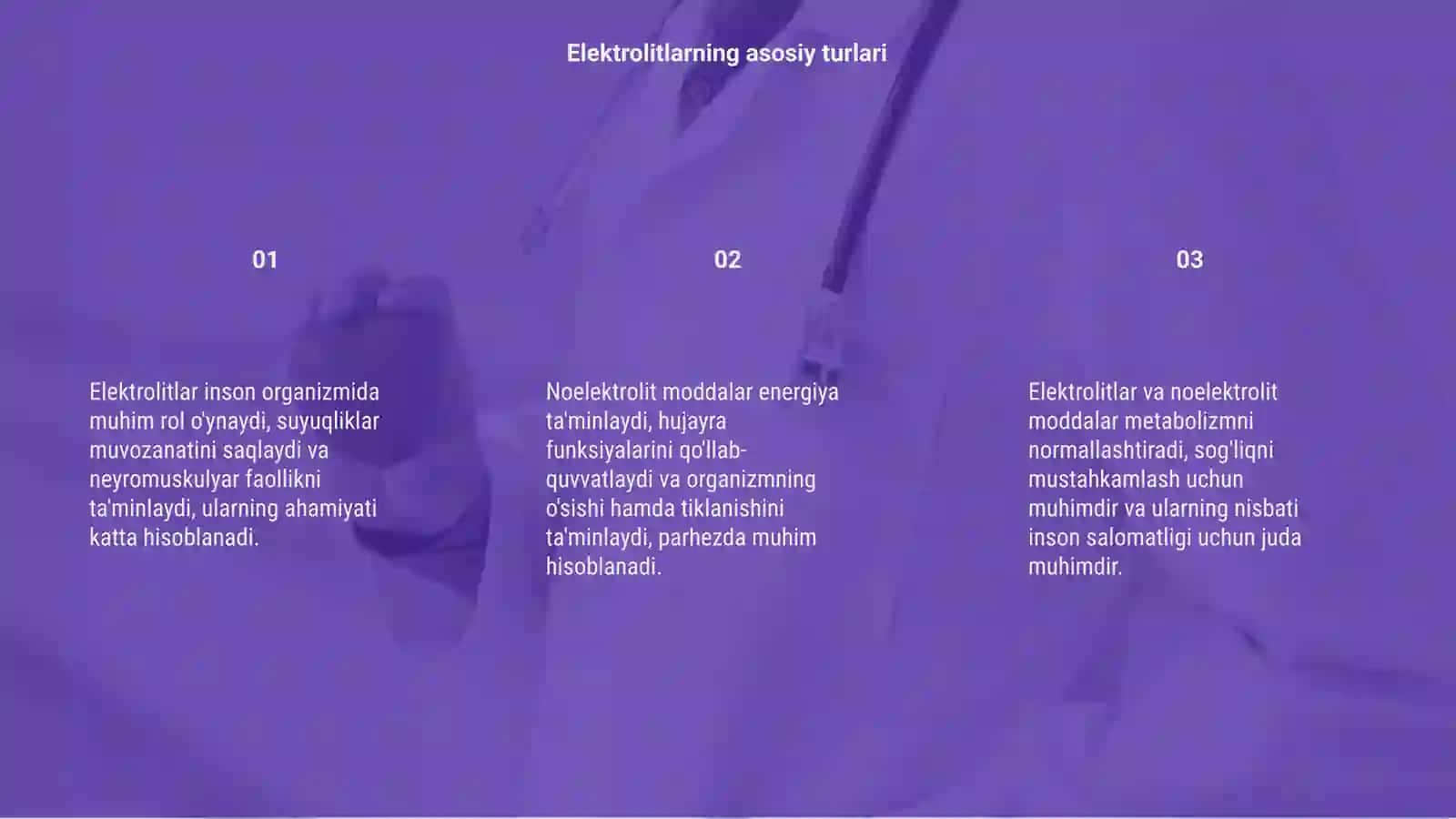 Elektrolit va noelektrolit moddalar ularning inson organizmdagi ahamiyati 3