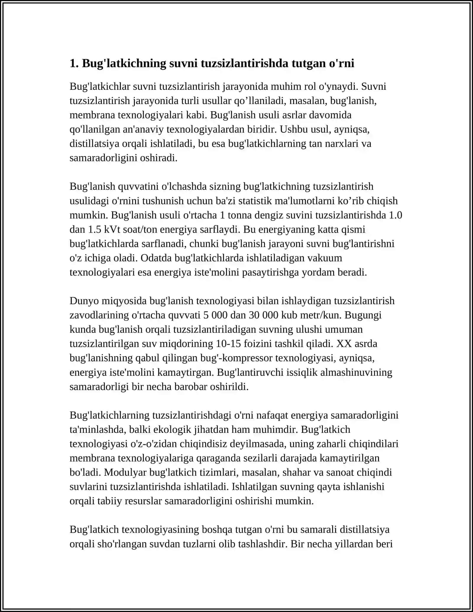 SUVNI TUZSIZLANTIRISHDA BUG'LATKICHNING ISHLATILISHI 3
