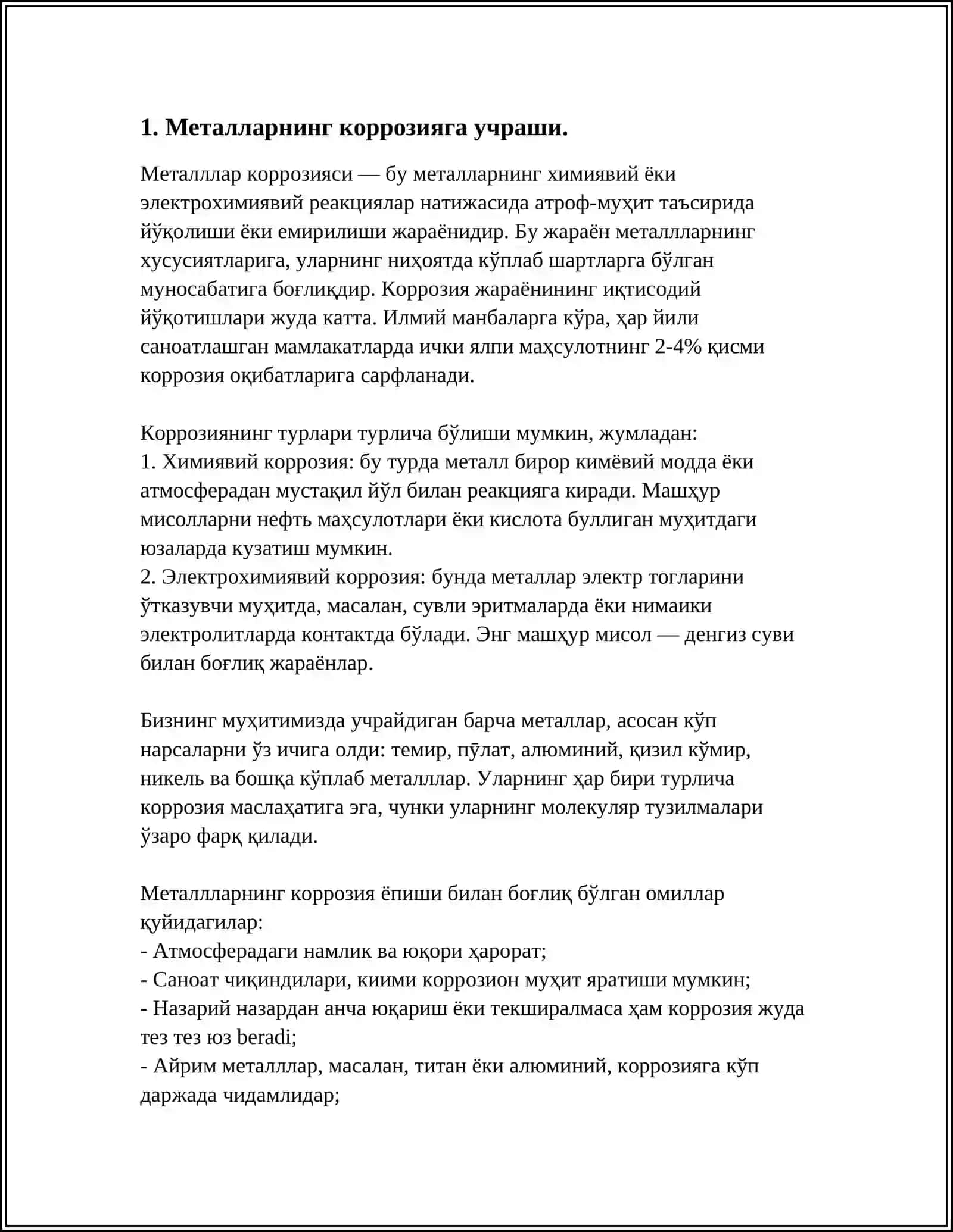 METALLARNING KORROZIYALANISHI VA UNDAN SAQLANISH USULLARI UGLEVODORODLAR VA ULARNING TURLARI 3