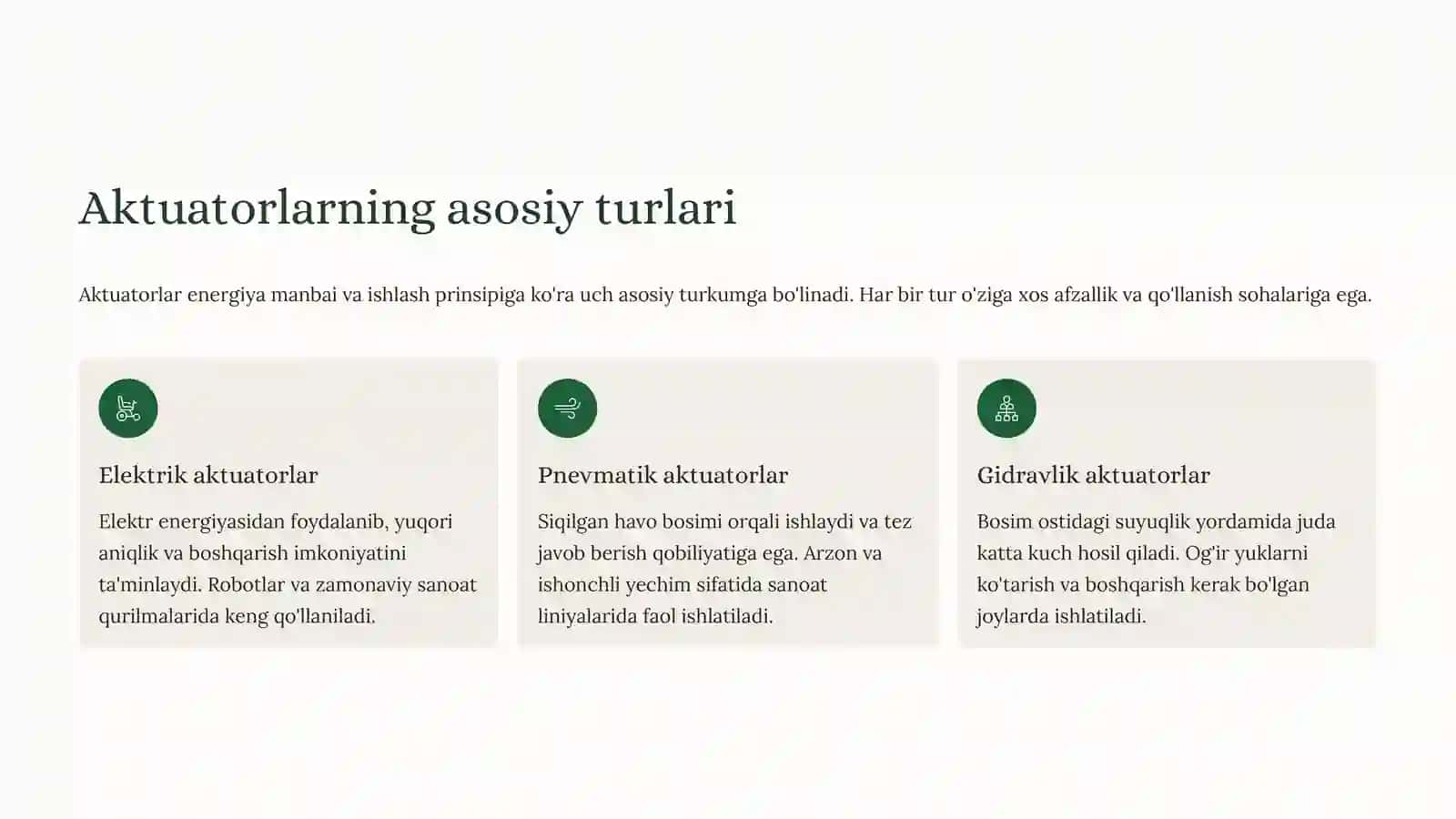Aktuatorlar: Turlari va Ishlash Prinsiplari 3