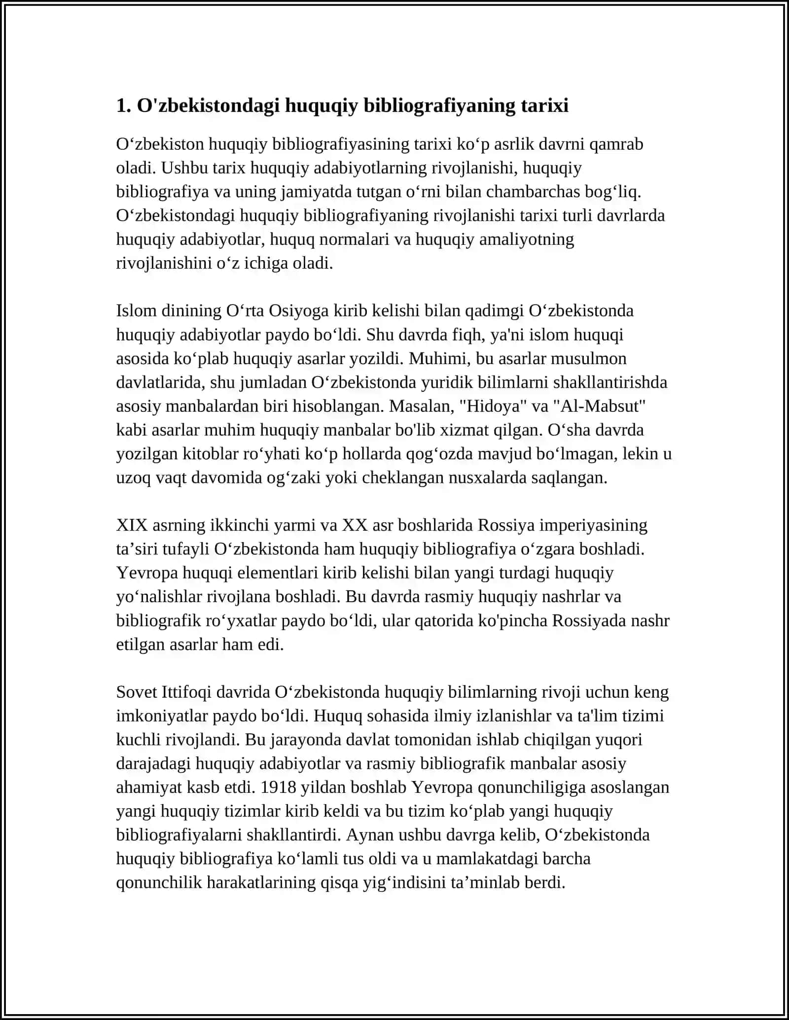 O'zbekistondagi Huquqiy Bibliografiya: Tarix va Rivojlanish 3