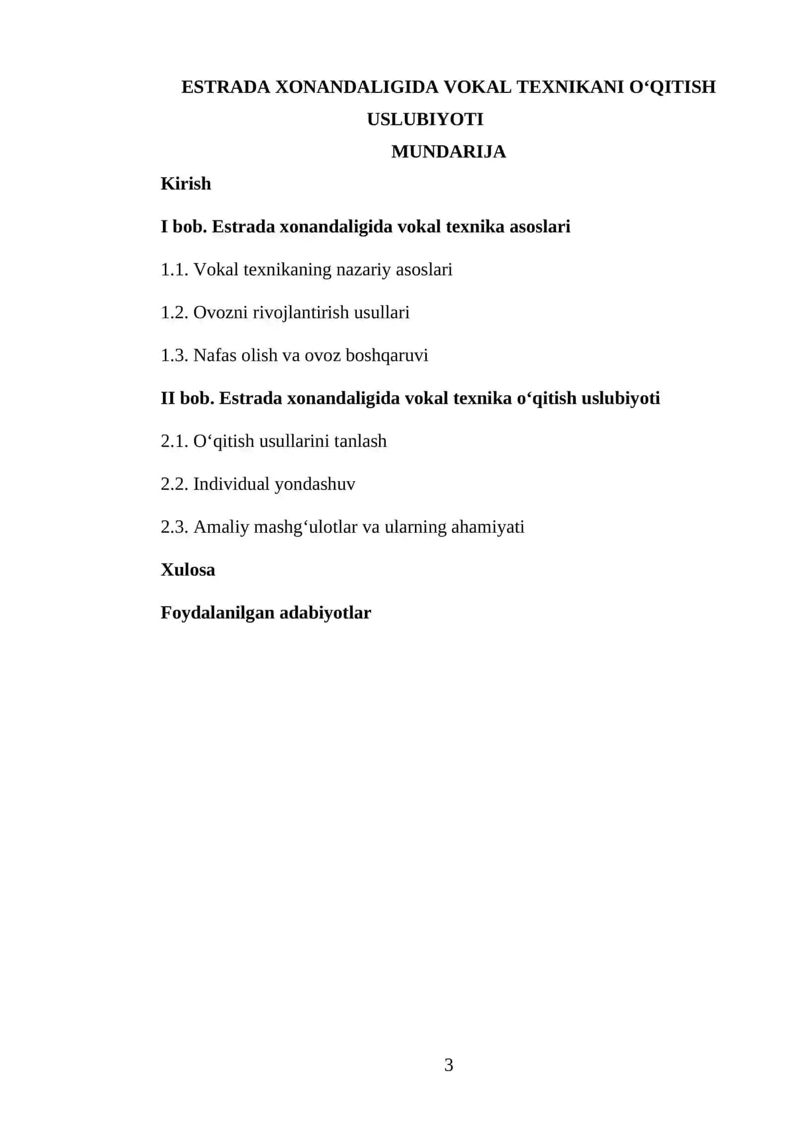 Estrada xonandaligida vokal texnikani o‘qitish uslubiyoti 3