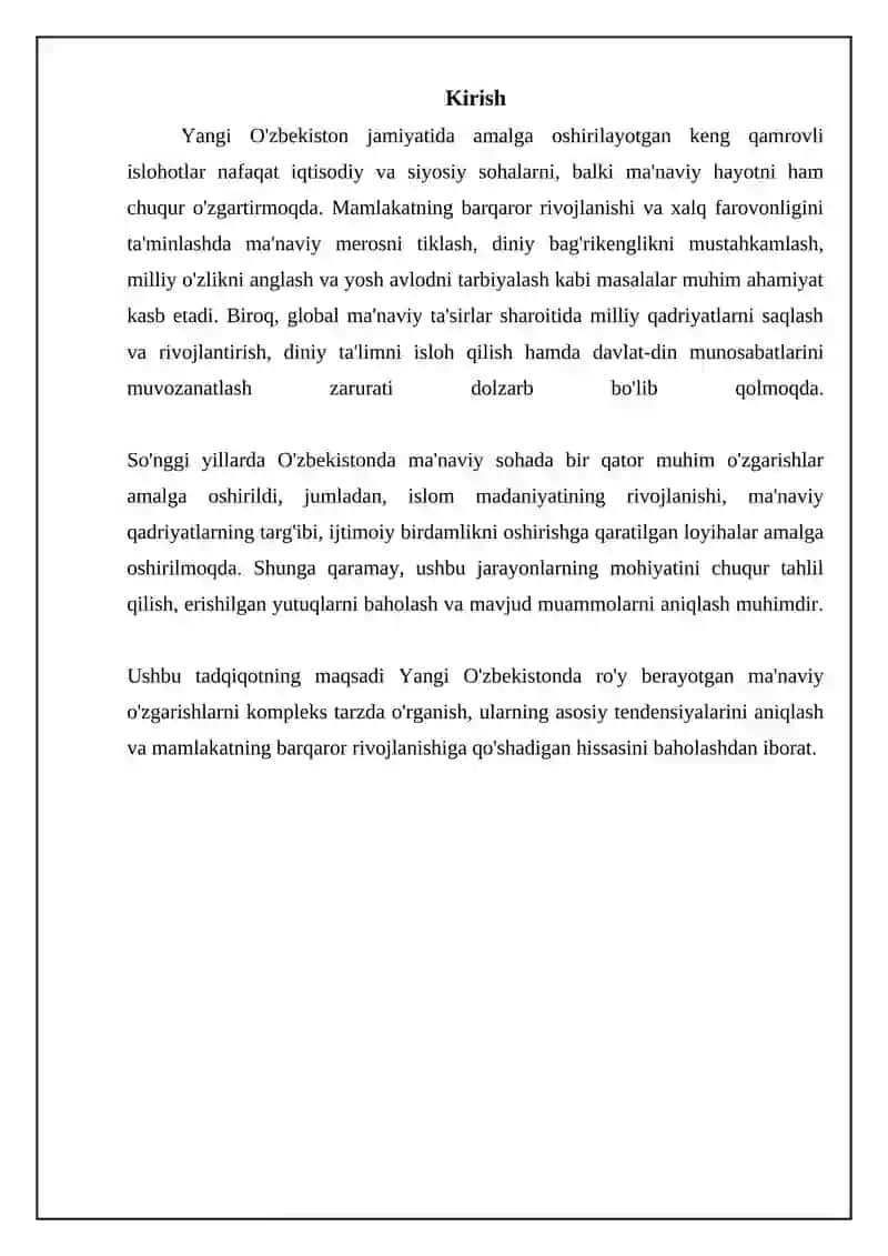 Yangi Oʻzbekistonda amalga oshirilayotgan manaviy oʻzgarishlar 3