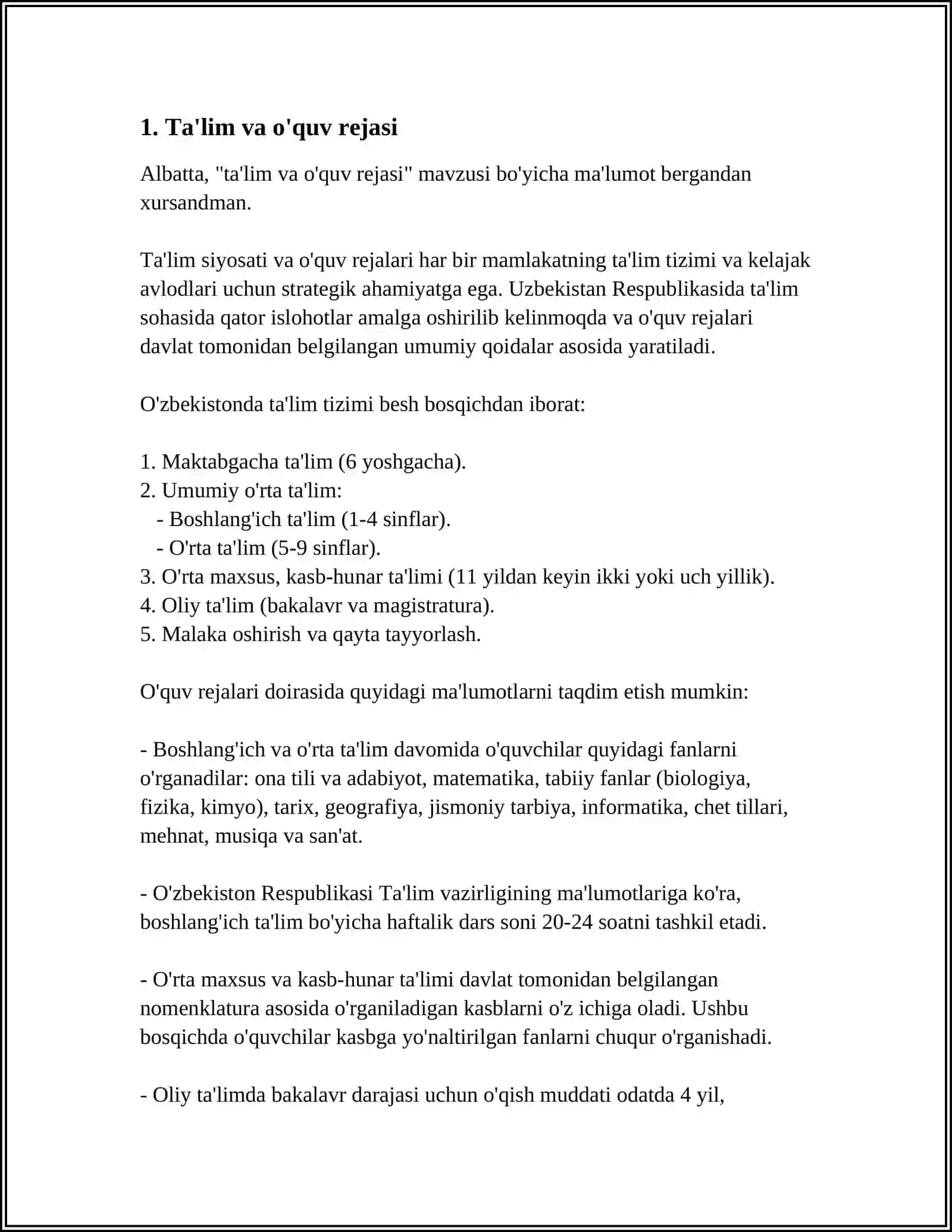 MUSTAQIL ISH Mavzu: MAKTABGACHA TA'LIM TASHKILOTI TARBIYANUVCHILARI KUN TARTIBINI BAHOLASH 3