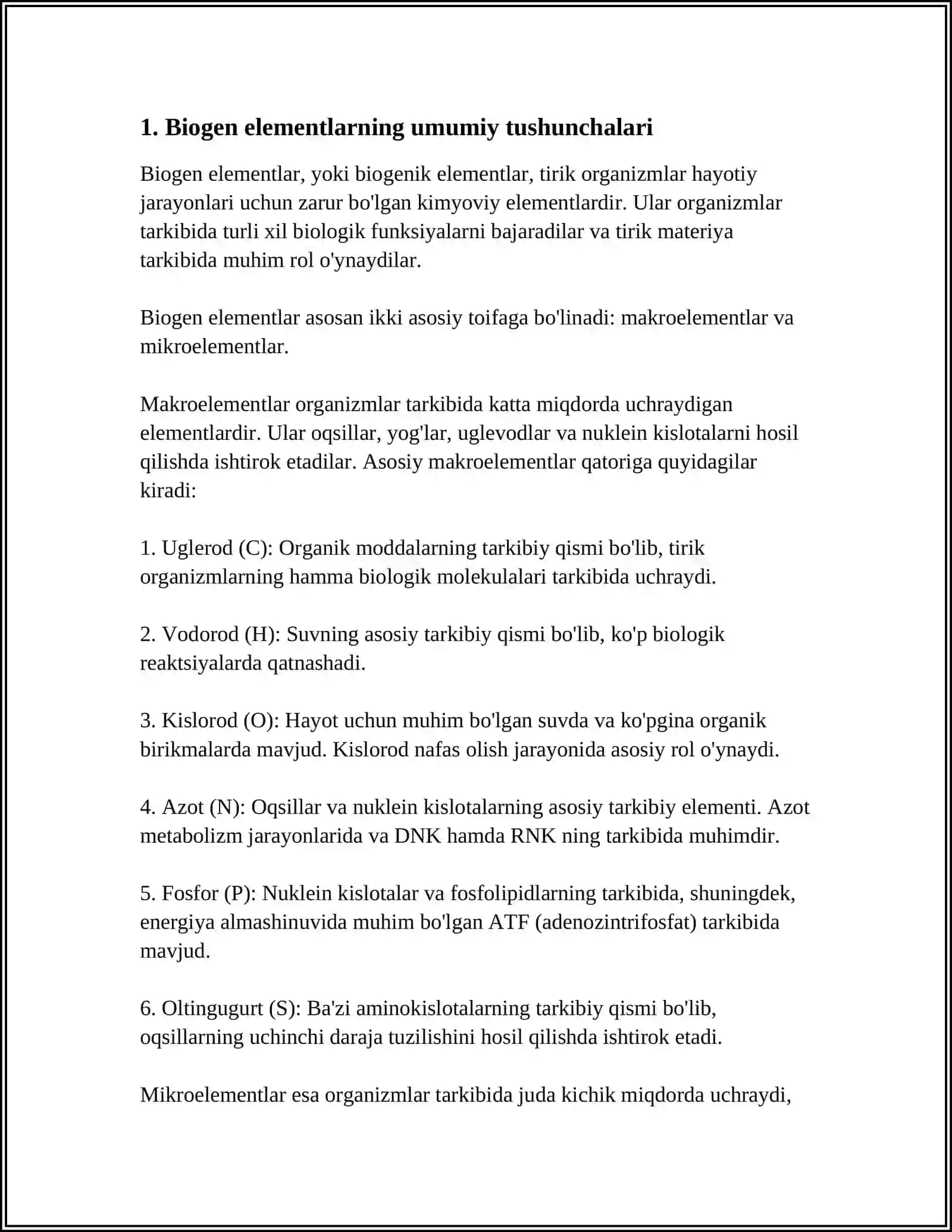BIOGEN ELEMENTLAR KIMYOSI.ZAHARLI ELEMENTLAR KIMYOSI 3
