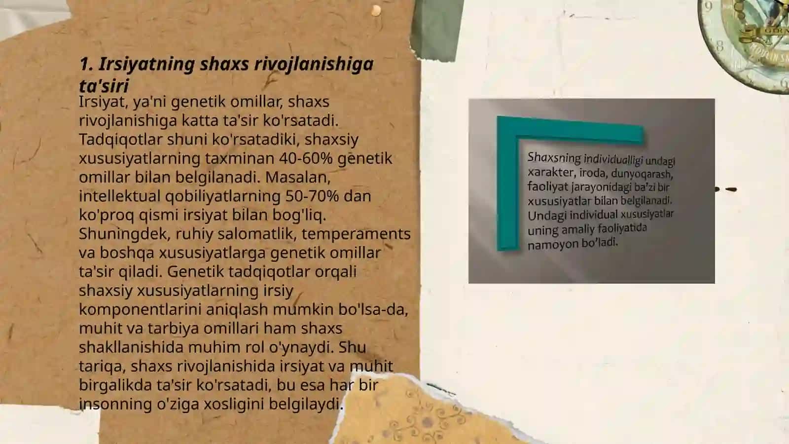 Shaxs rivojlanishida irsiyat, muhit va tarbiyaning tutgan o'rni 3