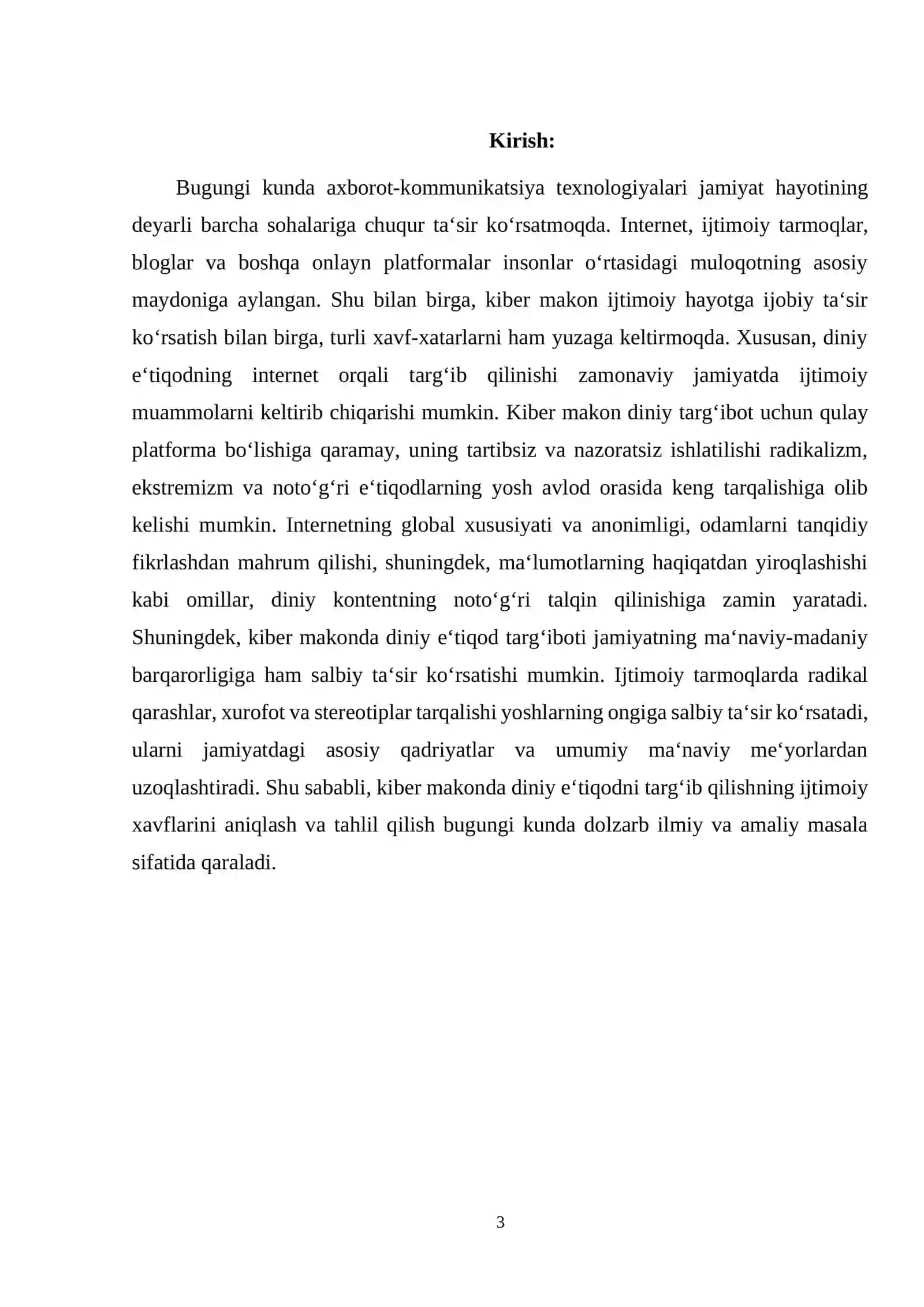 Kiber makonda diniy e‘tiqod targ‘ibotining ijtimoiy xavfi. 3
