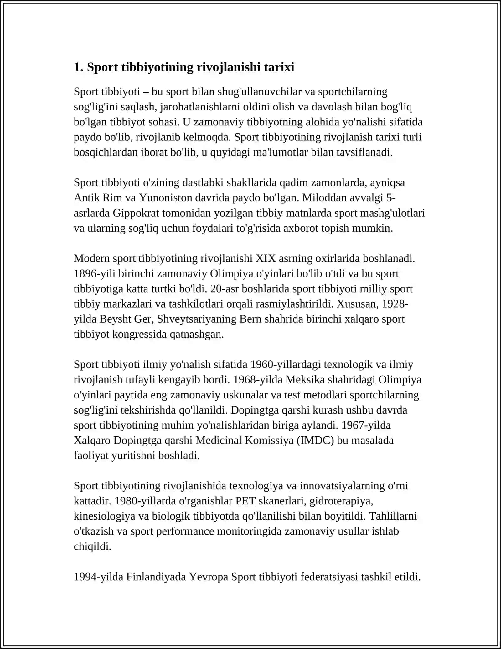 O‘ZBEKISTONDA SPORT TIBBIYOTINI TASHKIL ETISH ASOSLARI 3