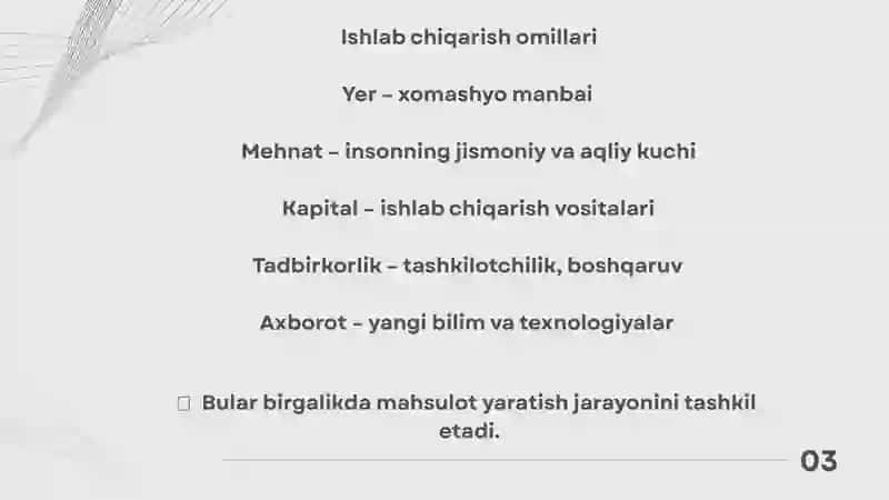 Ishlab chiqarish resurslari 3