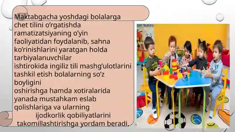 Maktabgacha yoshdagi bolalarni ingliz tilida o'qitishda dramatizatsiyadan foydalanish 3