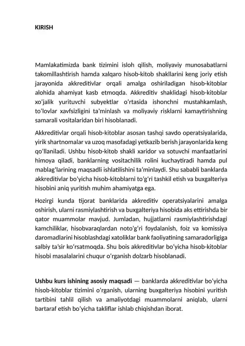 Banklarda akkreditivlar bo‘yicha hisob-kitoblar hisobi 3