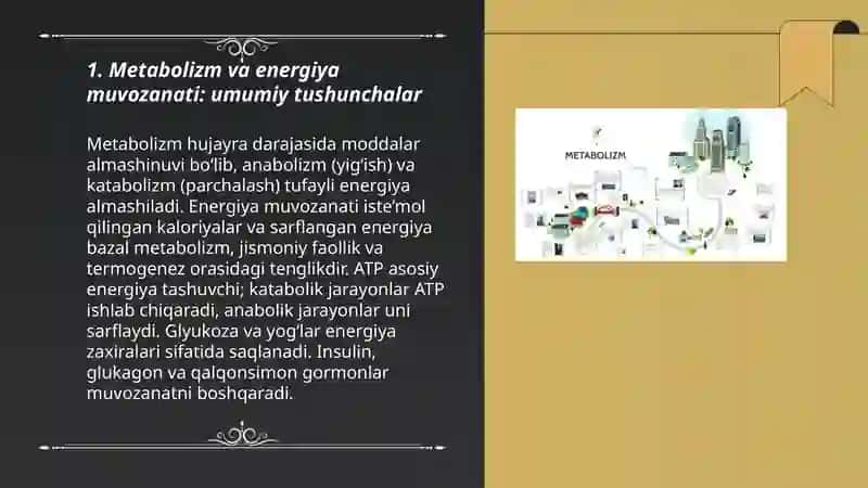 Metabolizm va energiya muvozanati 3