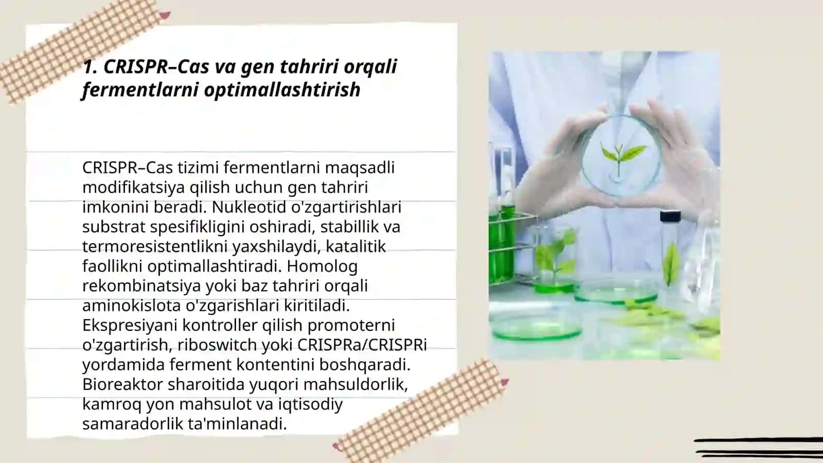 Biotexnologiyadagi zamonaviy yoʻnalishlar va fermentlar biotexnologiyasi 3