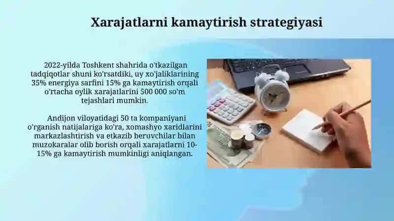 Xarajatlarni kamaytirish strategiyasi 3