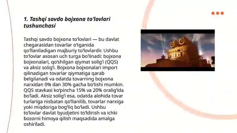 Tashqi savdo bojxona to‘lovlari tushumlarining davlat byudjetidagi o‘rni 3