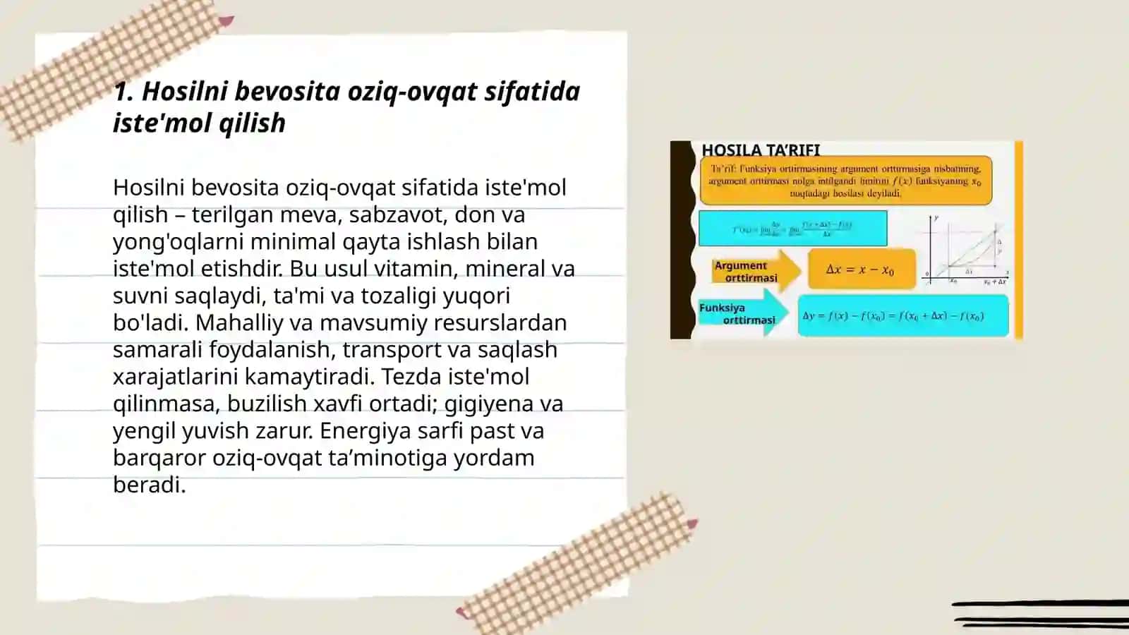Hosilaning tadbiqlari Bafoyeva Shaxinabonu 3