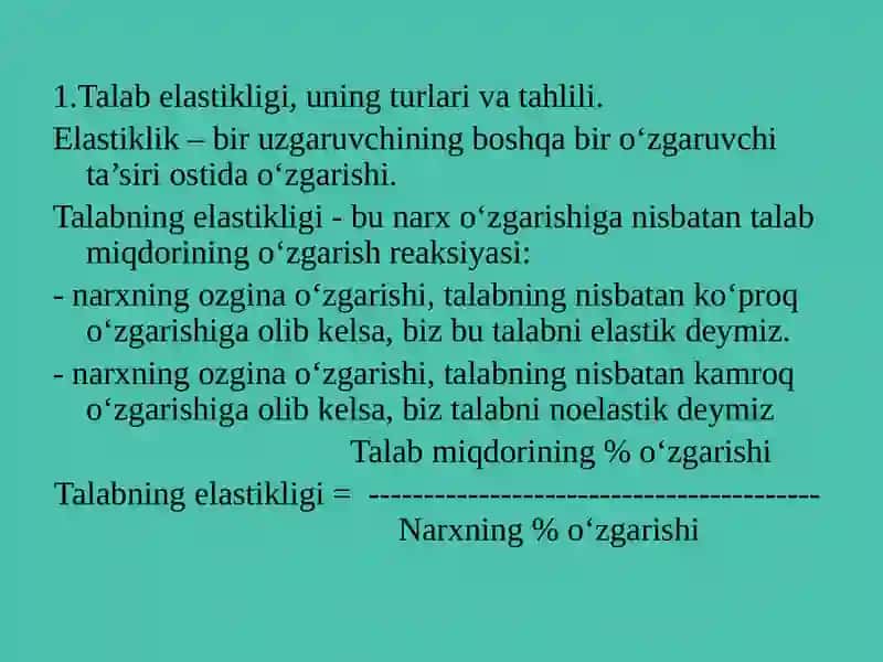 Talab va taklif elastikligi 3