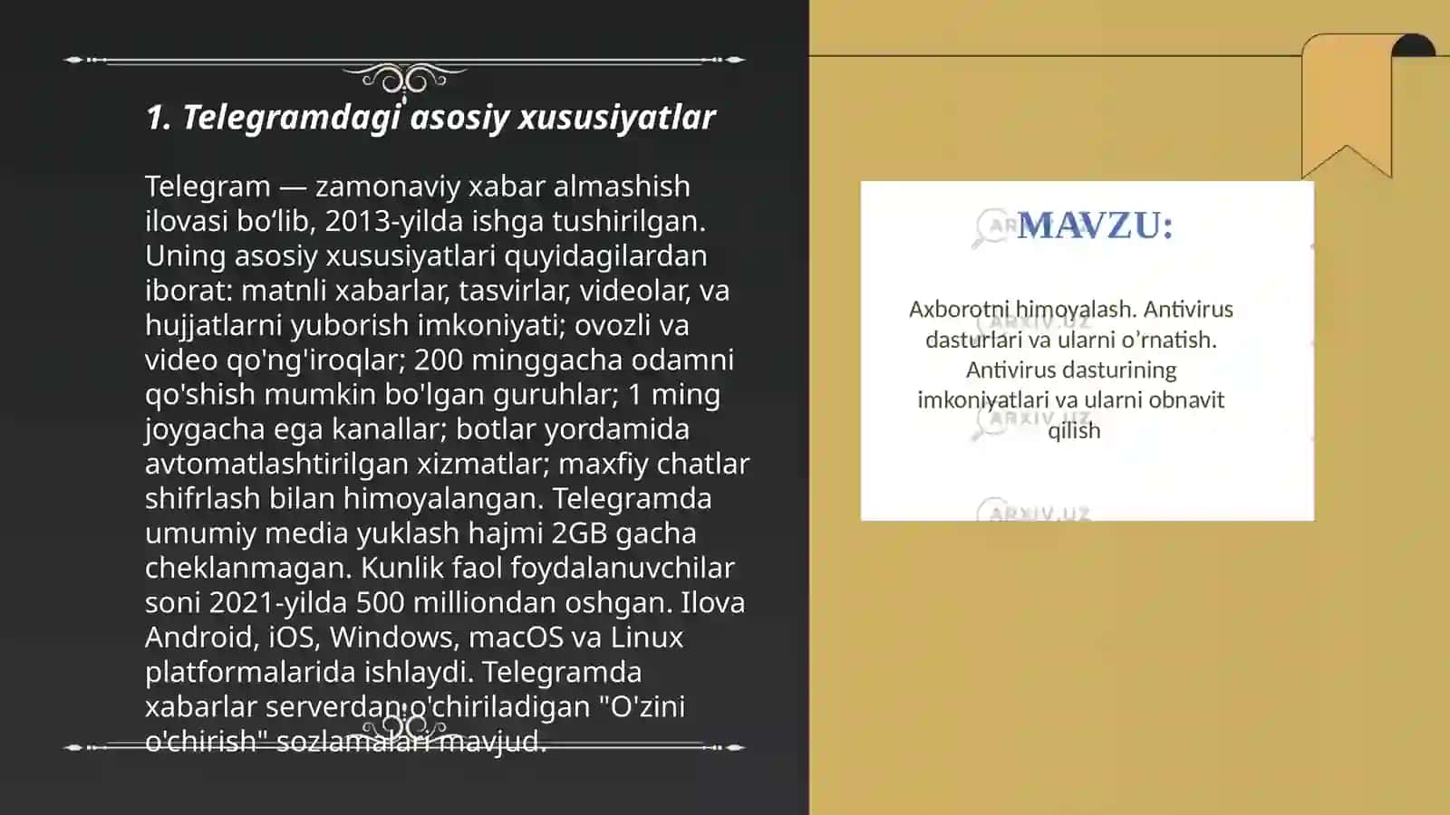 Tarmoqda axborotlar almashish. Telegram dasturi va uning imkoniyatlari 3