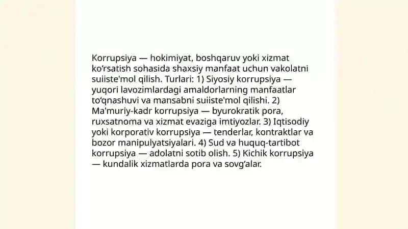 Korrupsiyaning mohiyati, oqibatlari va unga qarshi kurash mexanizmlari 3