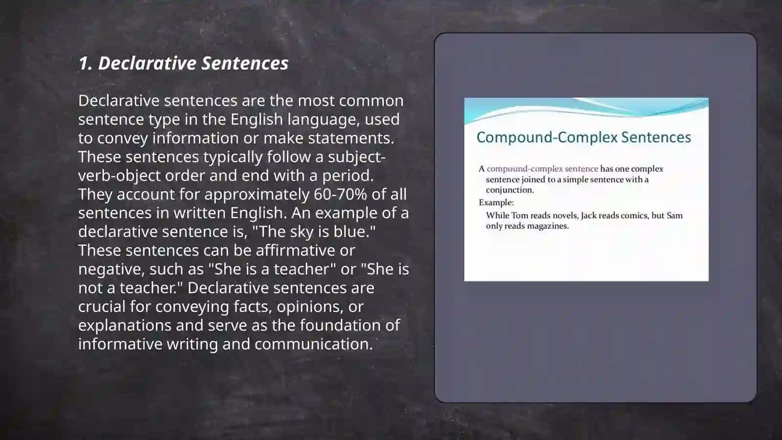 Type of sentences.Simple and complex sentences.Compound sentences and complex compound sentences 3