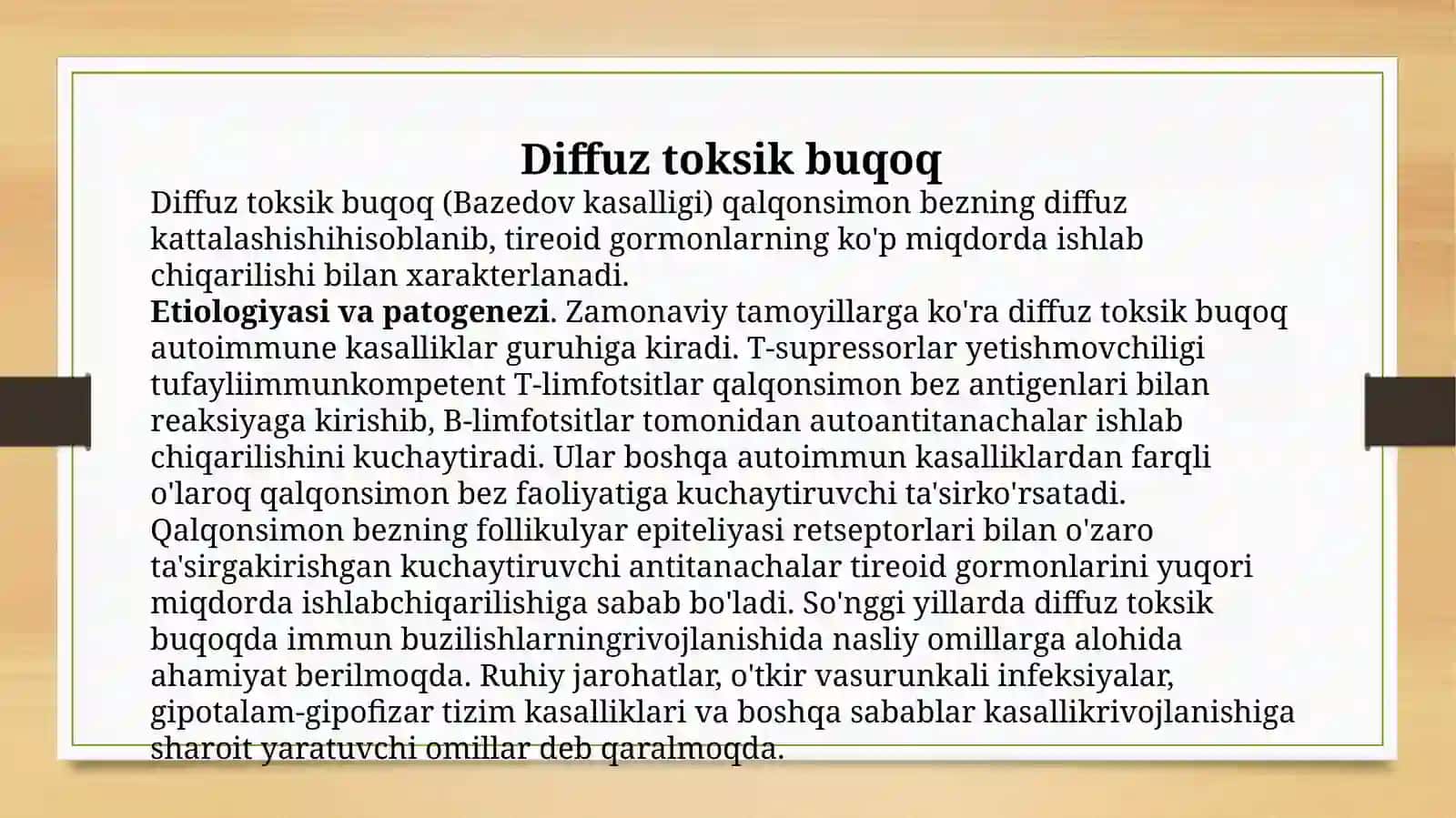 Ichki sekresiya bezlari va
modda almashinuvi tizimi. qalqonsimon bez kasalliklari, qandli diabet, di 3