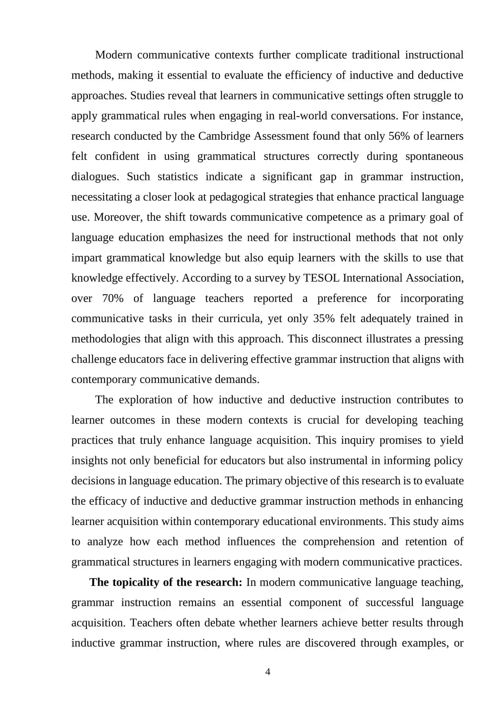 Inductive vs. Deductive Grammar Instruction for Learner Acquisition in Modern Communicative Contexts 3