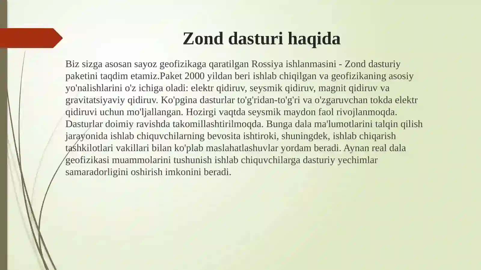 Zond dasturi va seysmorazvedka sohasida qo`llanilishi 3